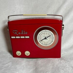 Red Radio Collectible Tin Storage Container Display Decor Silver Crane Co-Empty